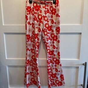 Floral Flare 2XL Pants in Red and White Color